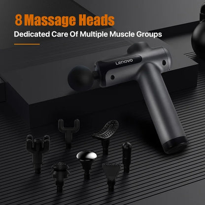 Lenovo Powerful Wireless Massage Gun – Deep Tissue Electric Massager with 8 Heads, Rechargeable