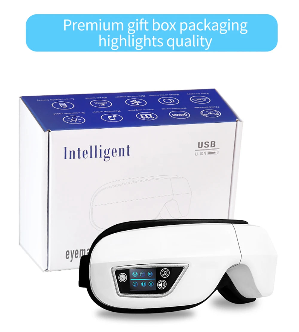 Smart Portable Vibration Eye Massager – Airbag Compression, Bluetooth Music & Eye Relaxation Tool