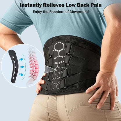 Back Brace for Lower Back Pain – Lumbar Support Belt for Sciatica, Herniated Disc & Scoliosis with Soft Pad