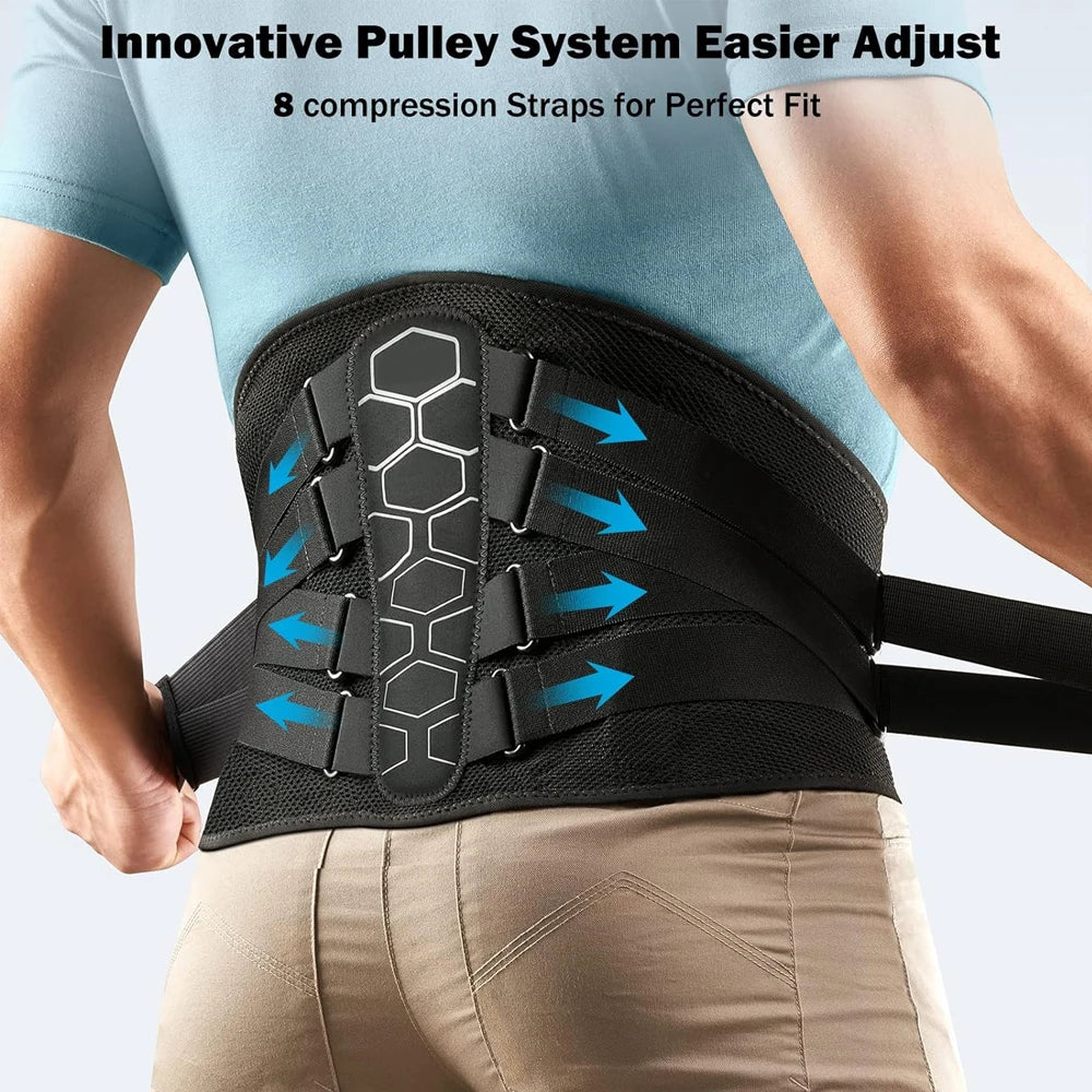 Back Brace for Lower Back Pain – Lumbar Support Belt for Sciatica, Herniated Disc & Scoliosis with Soft Pad