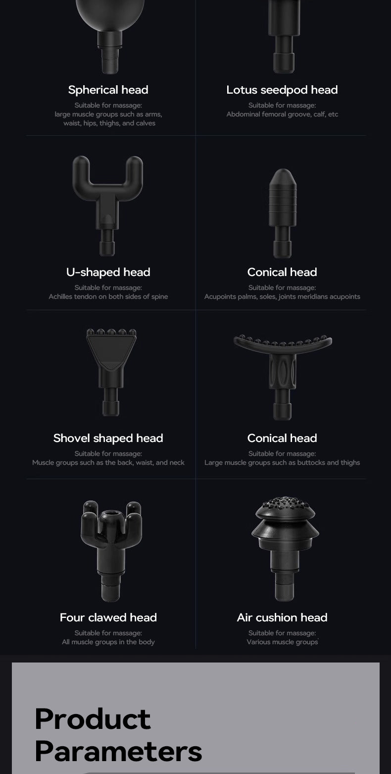 Lenovo Powerful Wireless Massage Gun – Deep Tissue Electric Massager with 8 Heads, Rechargeable